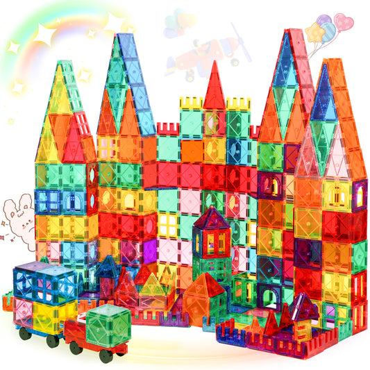 Magnetic Tiles for Kids, 102pcs Magnetic Blocks with Storage Bag, Magnet Building Tiles STEM Educational Stacking Toys Gift for Toddler Ages 3 4 5 6 7 8 9