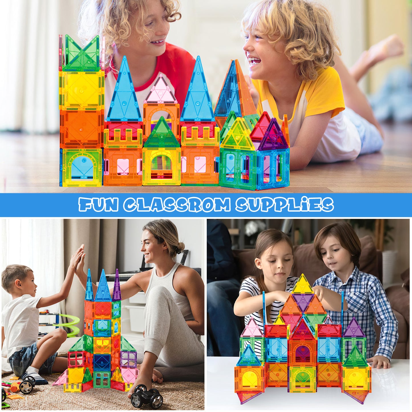 Magnetic Tiles Kids Magnetic Blocks Building Sets 3D Magnet Tile Building Construction Educational STEM Toys, Gifts for Toddlers Boys Girls 3 4 5 6 7 8 9 10 + Year Old