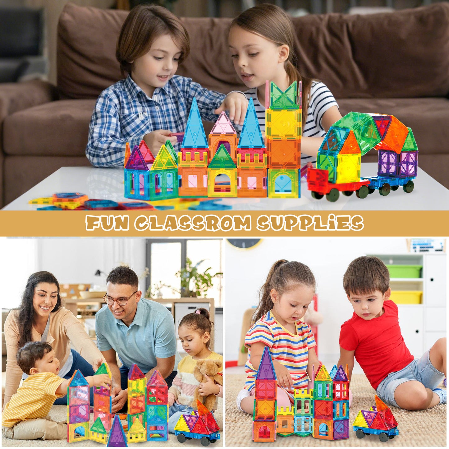 Magnetic Tiles for Kids, 102pcs Magnetic Blocks with Storage Bag, Magnet Building Tiles STEM Educational Stacking Toys Gift for Toddler Ages 3 4 5 6 7 8 9