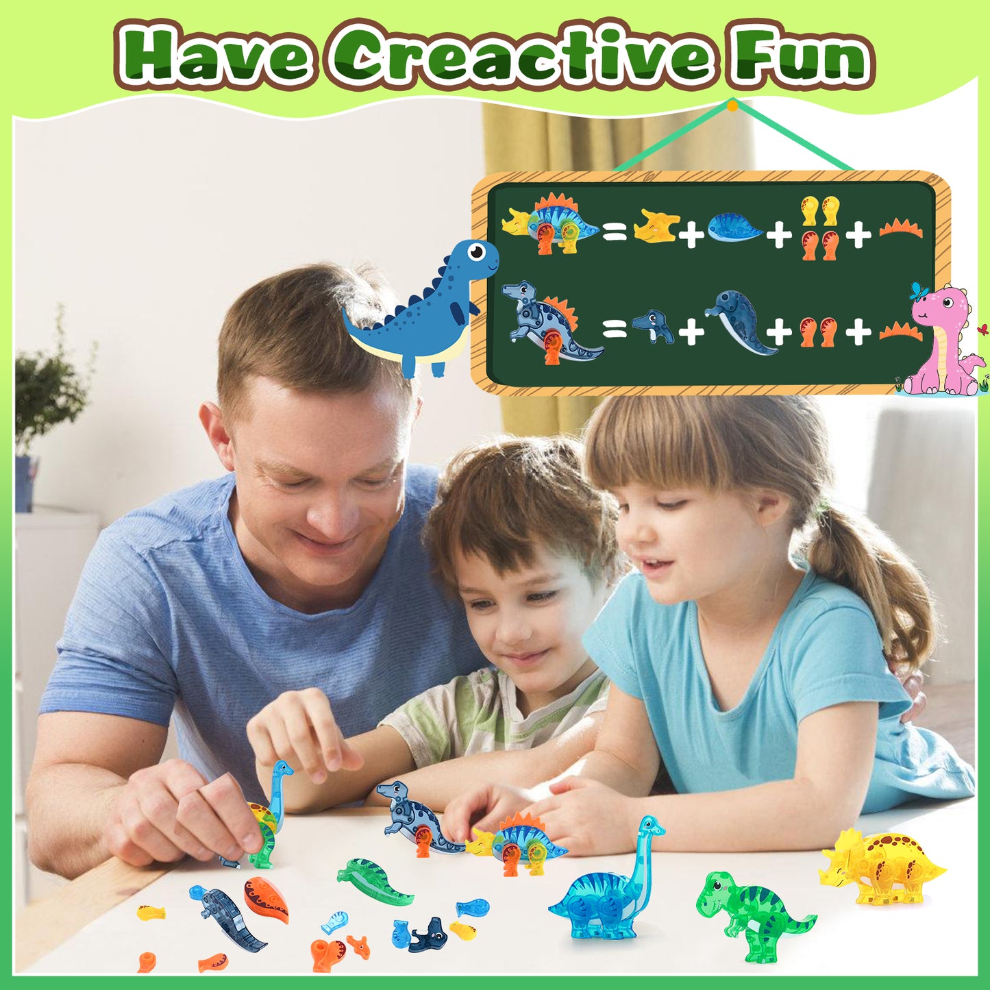 Dinosaur Toys Magnetic Tiles 3D Movable Dinos for Kids 3-5 5-7 Toddler Outdoor Sensory Toys, STEM Educational Magnetic Blocks for 3+ Years Old Boys Girls Kids Toys