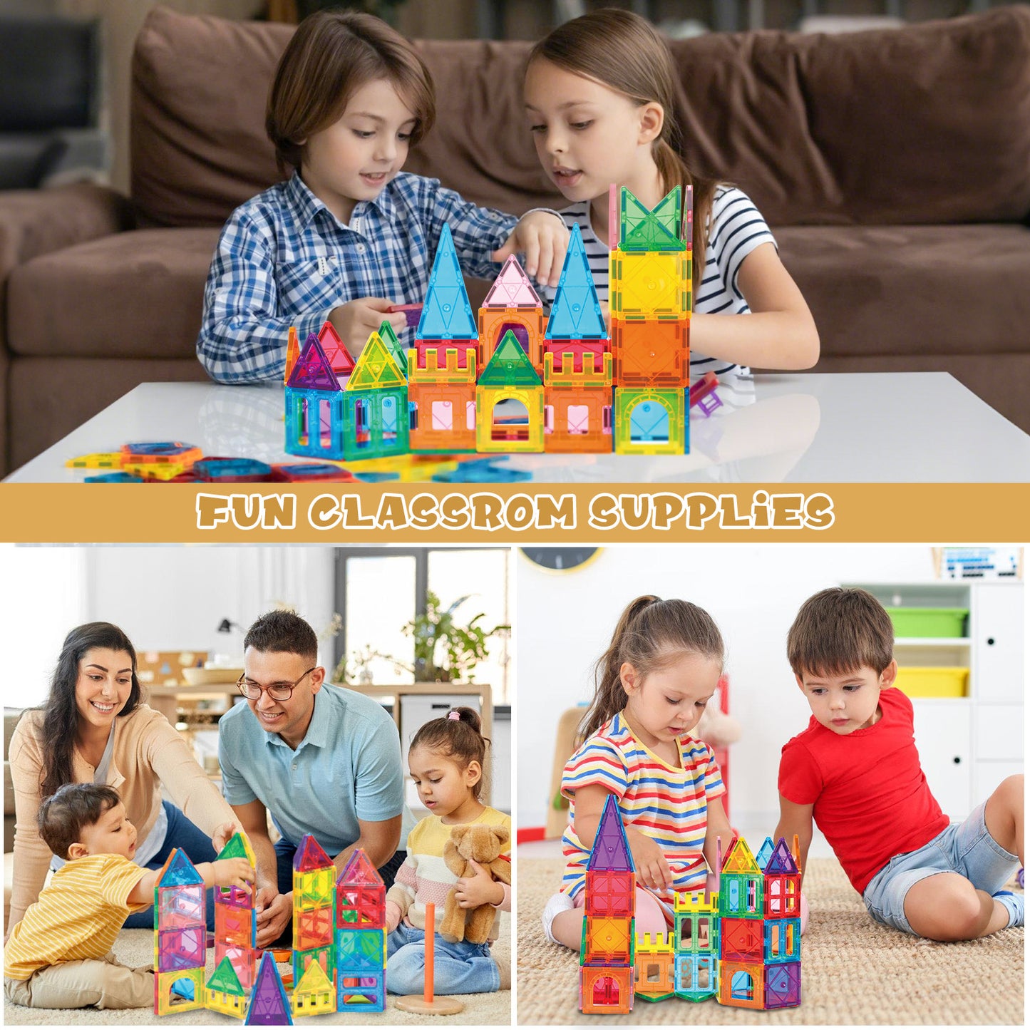 Magnetic Tiles for Kids, Magnetic Blocks with Storage Bag, Magnet Building Tiles STEM Educational Stacking Toys Gift for Toddler Ages 3 4 5 6 7 8 9
