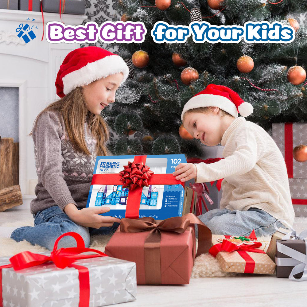 FunMagic 102pcs Frozen Castle Magnetic Tiles - 3D Diamond Building Blocks for Pretend Play, Birthday Gifts for Your Princess and Prince