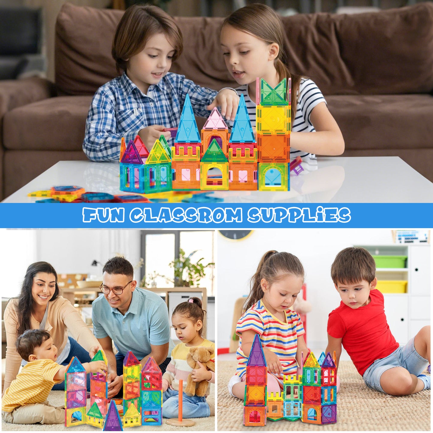 Magnetic Tiles Kids Magnetic Blocks Building Sets 3D Magnet Tile Building Construction Educational STEM Toys, Gifts for Toddlers Boys Girls 3 4 5 6 7 8 9 10 + Year Old
