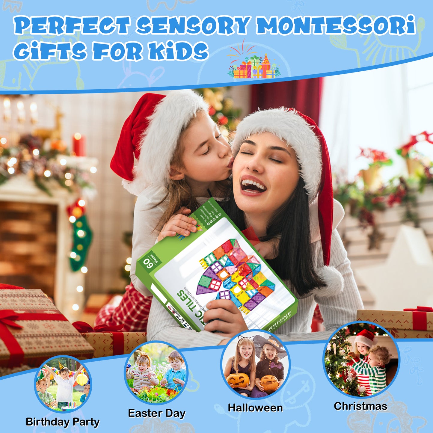 Magnetic Tiles Kids Magnetic Blocks Building Sets 3D Magnet Tile Building Construction Educational STEM Toys, Gifts for Toddlers Boys Girls 3 4 5 6 7 8 9 10 + Year Old