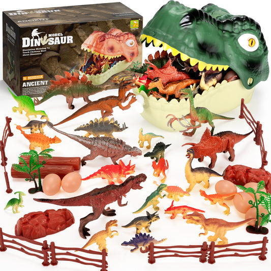 Dinosaur Toys for Kids 3-6,45PCS Realistic Jurassic Dinosaurs Figures with Eggs&Trees&Fence,Dino World Playset, Gift for Toddler Boys & Girls