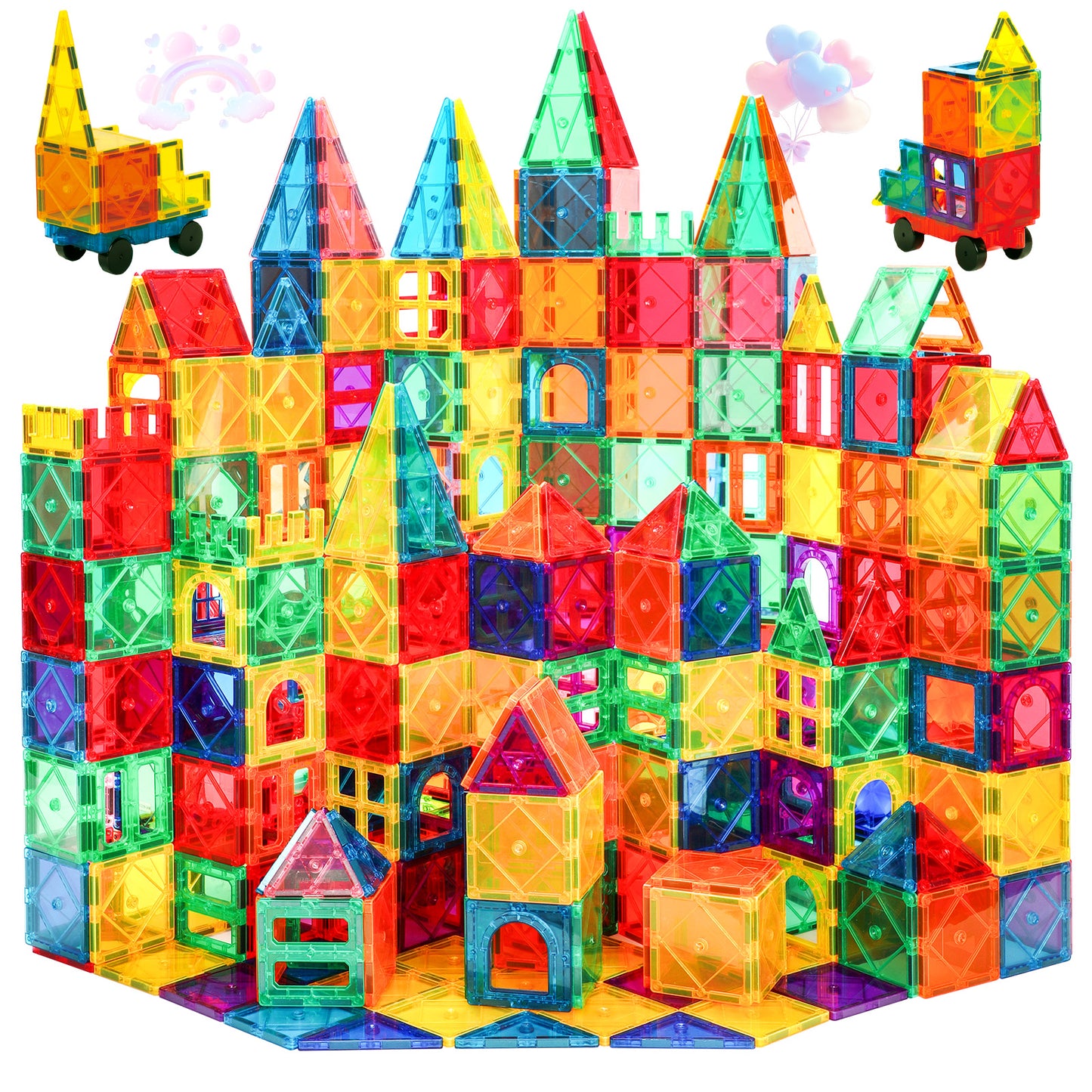 Magnetic Tiles Kids 102pcs Magnetic Blocks Building Sets 3D Magnet Tile Building Construction Educational STEM Toys, Gifts for Toddlers Boys Girls 3 4 5 6 7 8 9 10 + Year Old