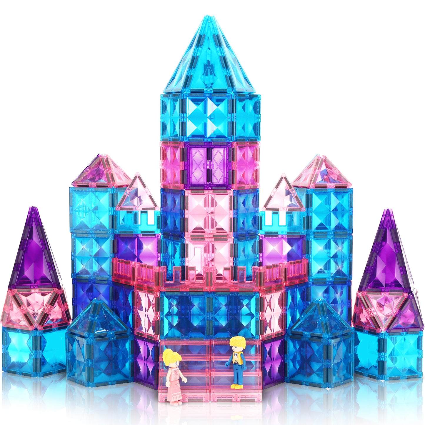 FunMagic Ice Castle Magnetic Tiles, 3D Sparkling Building Blocks, STEM Educational Toys for Kids Boys and Girls, Creative Construction Set for 3-8 Years Old