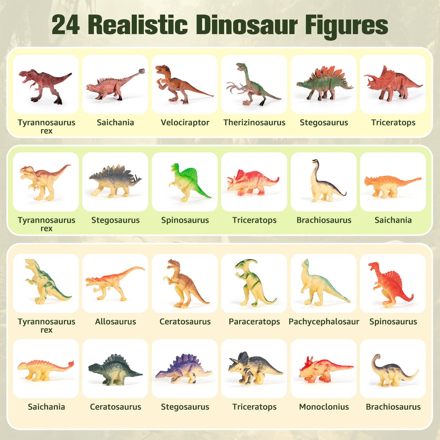 FunMagic Dinosaur Toys with Play Mat, 46PCS Realistic Jurassic Dinosaurs Figures with Eggs&Trees&Fence,Dino World Playset, Gift for Toddler Boys & Girls