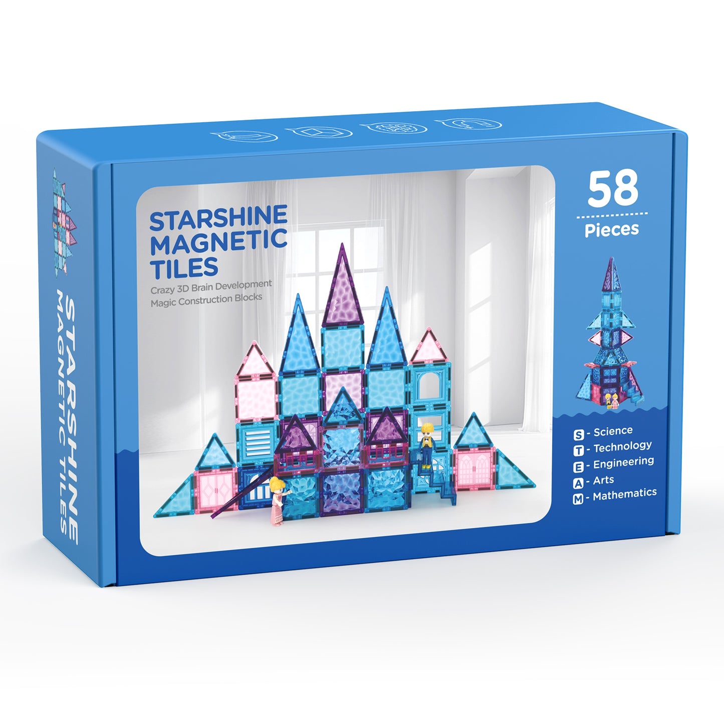 FunMagic Magnetic Tiles, Shining Frozen Toys for Girls 3D Diamond Magnetic Building Blocks, STEM Sensory Educational Toys for Toddlers Kids, Birthday Gifts for Girls 3-8 Year Old