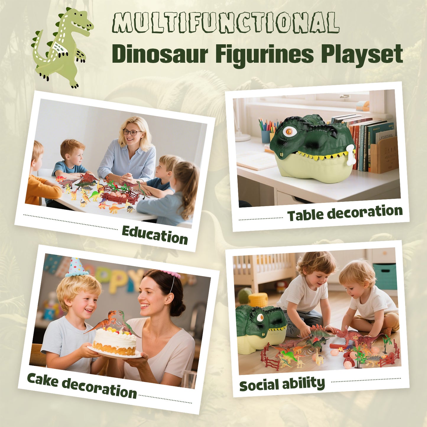 FunMagic Dinosaur Toys with Play Mat, 46PCS Realistic Jurassic Dinosaurs Figures with Eggs&Trees&Fence,Dino World Playset, Gift for Toddler Boys & Girls