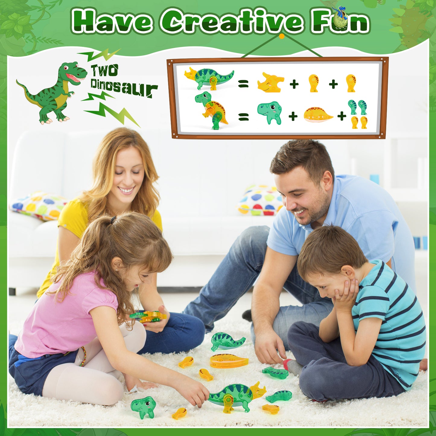Magnetic Tiles Blocks Dinosaur Toys, 3D Movable Dinos Magnetic Building Blocks for Kids 3-5 5-7 STEM Educational Outdoor Sensory Toys Gifts for Boys and Girls